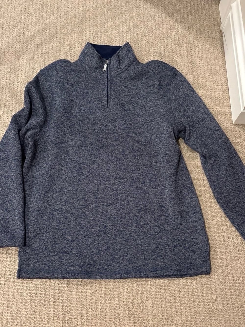 Club Room Men's Heathered Dark Navy Quarter-Zip Sweater